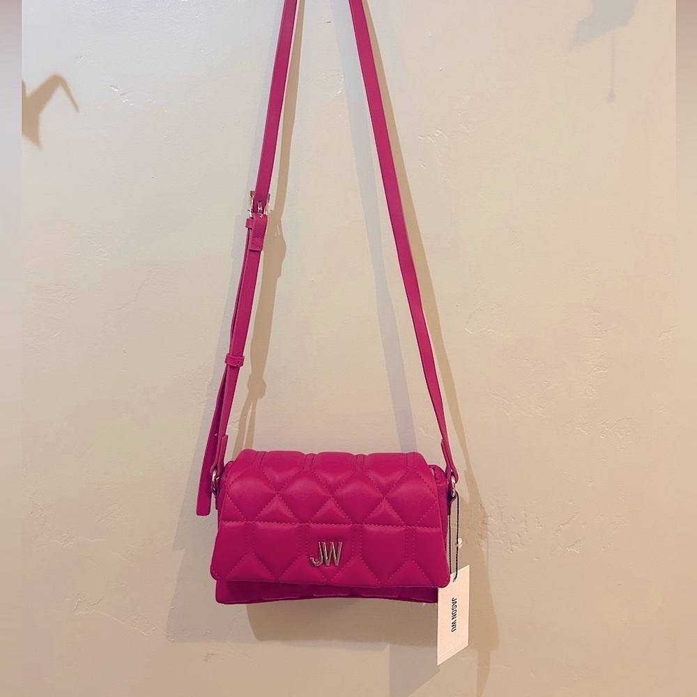 JASON WU Fuscia Aria Quilted Flap Over Vegan Leather Crossbody NWTS - Picture 1 of 8